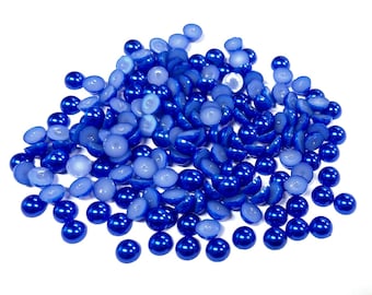 Blue Acrylic Pearl Cabochons Flat back Embellishments 10 Grams 6mm(No.HC7-3139)