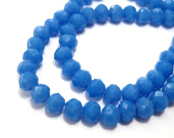 1 Strand of Opaque Blue Rondelle Faceted Glass Crystal Beads 4nmm. No.93-857