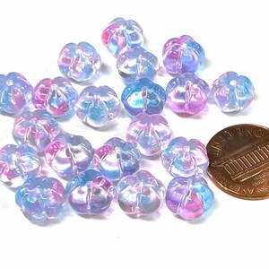 20 sztuk fioletowych niebieskich gradientowych szklanych koralików kwiatowych 10 mm nr FLDL20-854B