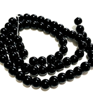 1 Strand of Black Smooth Round Glass Beads 6mm(No.SMRD2-1772)