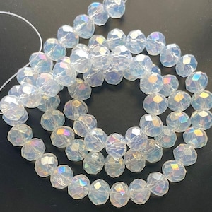 1 Strand of Electroplated Opal AB Rondelle Faceted Glass Crystal Beads 8mm (No.54-1423A)