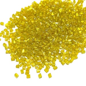 20 Grams Yellow Silver Lined Bugle Beads 2mm (N0.BST3-088)
