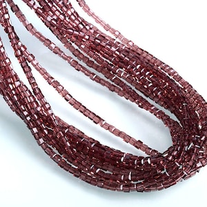 1 Strand (195pcs) of Transparent Purple Cube Glass Beads 2mm  (No.SQ18-1694)