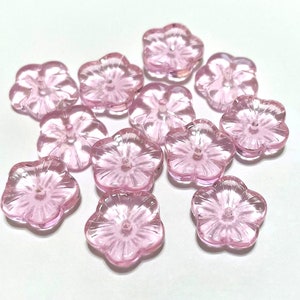 20pcs of Pink Flower Glass Beads (No.FLPB4-1563)
