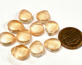 10pcs of Peach Flat Smooth Teardrop Glass Beads 12x10mm( No. FD20-1212)