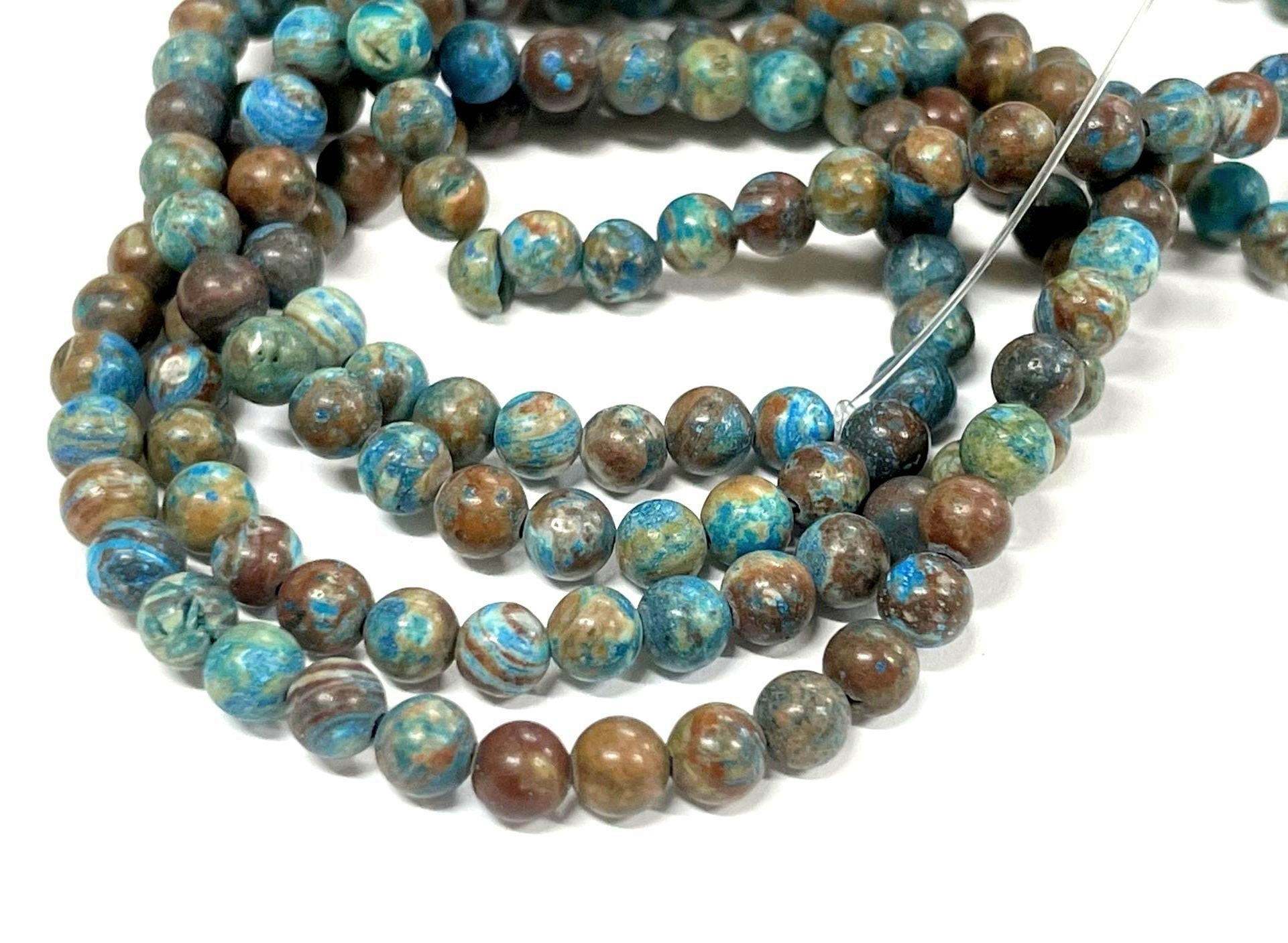 Strand of Natural Blue Brown Jasper 4mm Smooth Round Natural