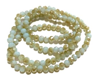 1 Strand Opaque Blue Rondelle Glass Beads Half Plated Faceted Crystal (4mm) No.157-923