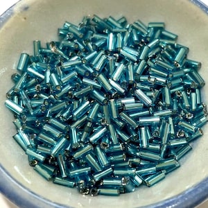 20 Grams Blue Silver Lined Bugle Beads 4.5mm(No.BST81-124)