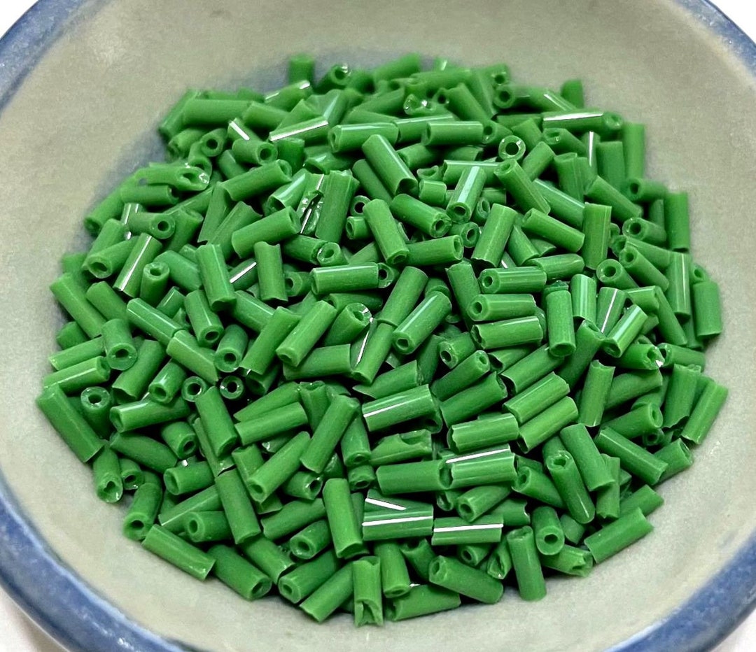 20 Grams Opaque Green Bugle Beads 4.5mmno.bst25104 Etsy