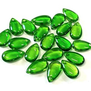 20pcs of Transparent Grass Green Teardrop Beads Glass Beads 13mm(No.3-2061)