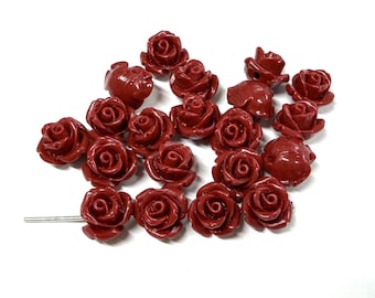 20 Red Rose Flower Beads Shell Powder Pressed, 10mm(No.SFL29-3209)