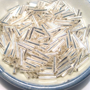 20 Grams Silver White Silver Lined Bugle Beads 9mm(No.ST1-154)