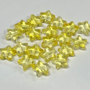 20pcs of Yellow Star Glass Beads Translucent Star Beads 10mm (No.ST34-2589)