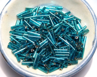 15g 450pc Silver Lined Glass Bugle Seed Beads 7mm Assorted Mix Colours 15g 450pc Silver Lined Glass Bugle Seed Beads 7mm Assorted Mix Colours