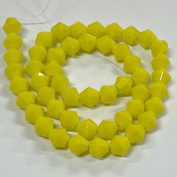 1 Strand (46pcs) of Opaque Yellow Bicone Beads 6mm Glass Beads (N0.BC222-2776)