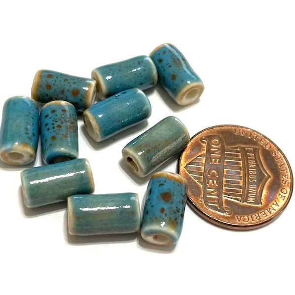10pcs of Blue Mixed Ceramic Beads Tube Ceramic beads (No.CLD1-205)