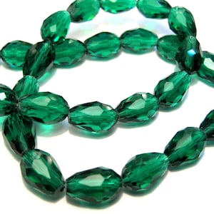 10pcs Of Green Transparent Faceted Teardrop Glass Beads 12x8mm(No.TD10-2086)