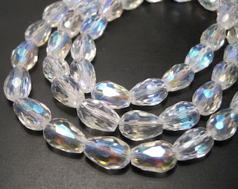 10pcs of Clear AB Faceted Teardrop Glass Beads 12x8mm(No.TD31-2126)