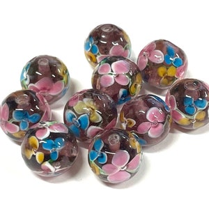 2pcs of Handmade Lampwork Beads 12mm Round Glass Beads (No.5-2581)