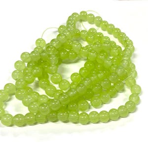 Green Imitation Jade Glass Beads 6mm Round Strand(No.GL7-1808)