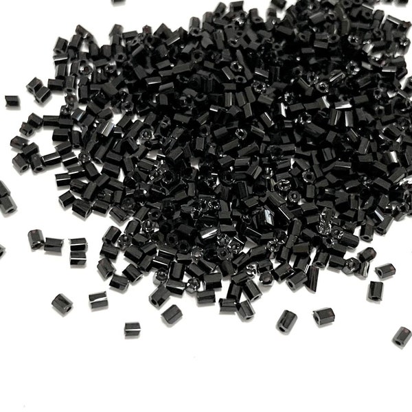 20 Grams Opaque Black Bugle Beads 2mm Faceted (N0.BST15-174)