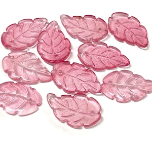 10pcs of Pink Gradient Leaf Glass Beads 23mm(No.LGMP3-1100)