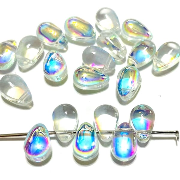 20pcs of Clear AB Teardrops Beads Glass Beads 9mm (NO.TTD31-1707)