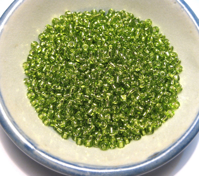 No.SL24 20 Grams Silver Lined Olive Green Glass Seed Beads 2mm 110