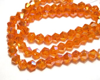 1 Strand (105pcs) of Orange AB Bicone Beads 4mm Glass Beads (N0.BC205-638)