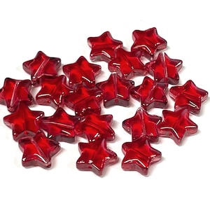 20 Red Star Glass Beads Translucent 10mm(No.ST19-2588)