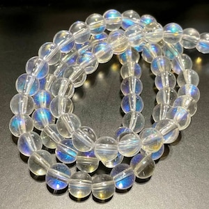 1 filo di perle di vetro rotonde lisce trasparenti AB da 6 mm (n. SM227-1764)