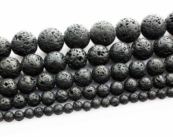 1 Strand of Natural Black Lava Round Stone Beads 4mm 6mm 8mm(GMLV)