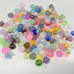 Mixed Color Flatback Acrylic Pearl Cabochons 10 Grams 6mm(No.HC21-3137)