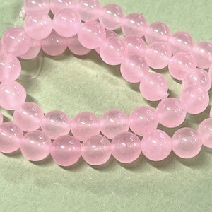 1 Strand of Natural Pink Jade 8mm Smooth Round Natural Stone Beads (GMPJA-2473)