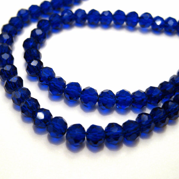 1 Strand of Opaque Navy Blue Faceted Rondelle Glass Crystal Beads 4mm No.05-836