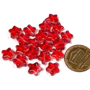 20pcs of Red Translucent Star Beads 8mm (No.ST19-1042)