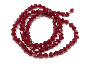 1 Strand (95pcs) of Opaque Dark Red Bicone Beads 4mm Glass Beads (N0.BC77-626A)