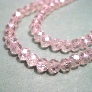 1 Strand of Transparent Pink Rondelle Faceted Glass Crystal Beads 4mm. No.444(lo1)