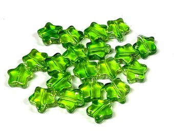 20pcs of Translucent Green Star Bead 8mm Glass Star Beads (No.ST38-1103A)