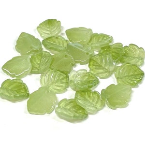 20pcs of Clear Olive Green Maple leaf Glass Beads 15mm(No.LFMP13-1173)