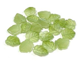 20pcs of Clear Olive Green Maple leaf Glass Beads 15mm(No.LFMP13-1173)