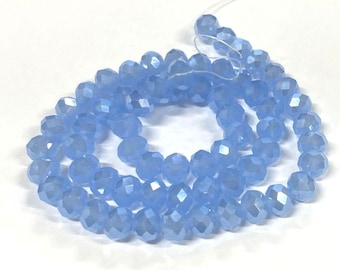 1 filo di perle di cristallo di vetro sfaccettato Rondelle blu opaco galvanizzato da 8 mm (n. 53PT-1416A)