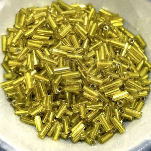 20 Grams Yellow Silver Lined Bugle Beads 4.5mm(No.BST3-119)