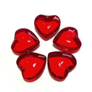 5pcs of Large Transparent Red Puffy Heart Glass Beads 20mm(No.HTOP4-1660)