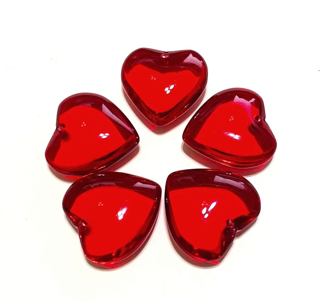 5Pcs 15mm*15mm Murano Love Heart Beads Handmade Lampwork Crystal
