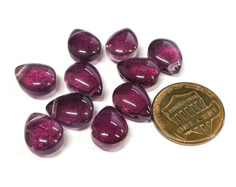 10pcs of Purple Puffed Teardrop Beads Glass beads 12x9mm( No. PD2-1197)