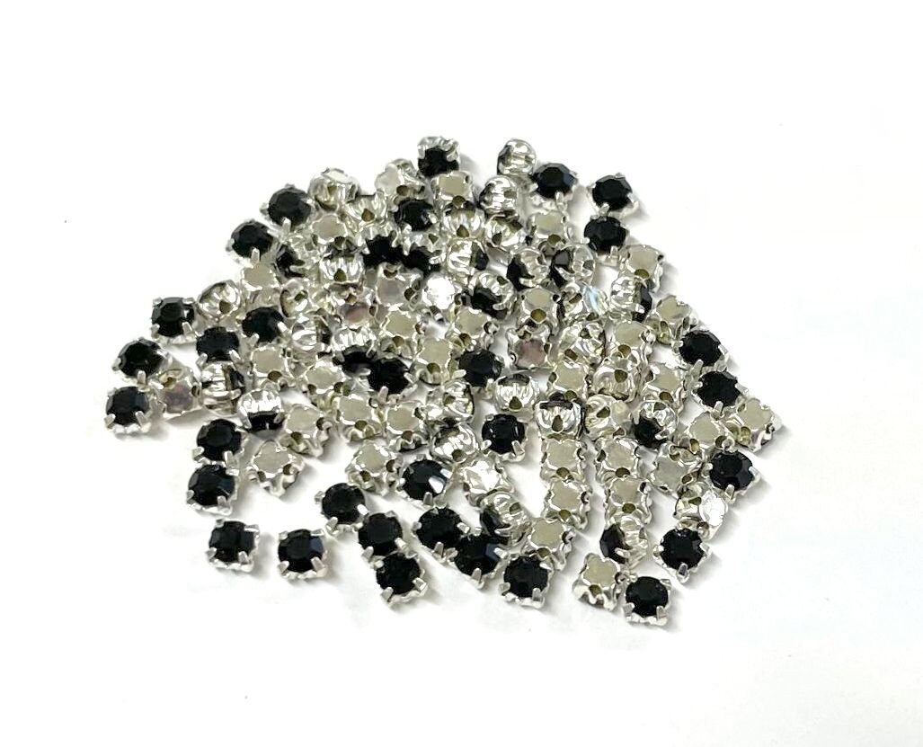 100pcs 10mm BLACK AB Crystal Sew-on Acrylic Flatback Rivoli Rhinestones  Sew-on