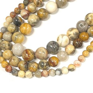 1 sznur okrągłych naturalnych agatów z agatu szalonego o wymiarach 4 mm, 6 mm, 8 mm (GMCRAG)
