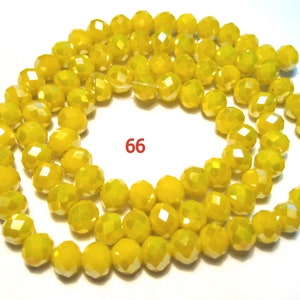 1 Strand of Electroplated Yellow Opaque Rondelle Faceted Glass Crystal Beads 6mm (No.PT66-1350)