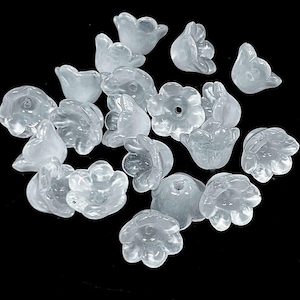 20pcs of Milky White Frosted Bell Flower Glass Beads 12x7mm (No.FL14-2035)